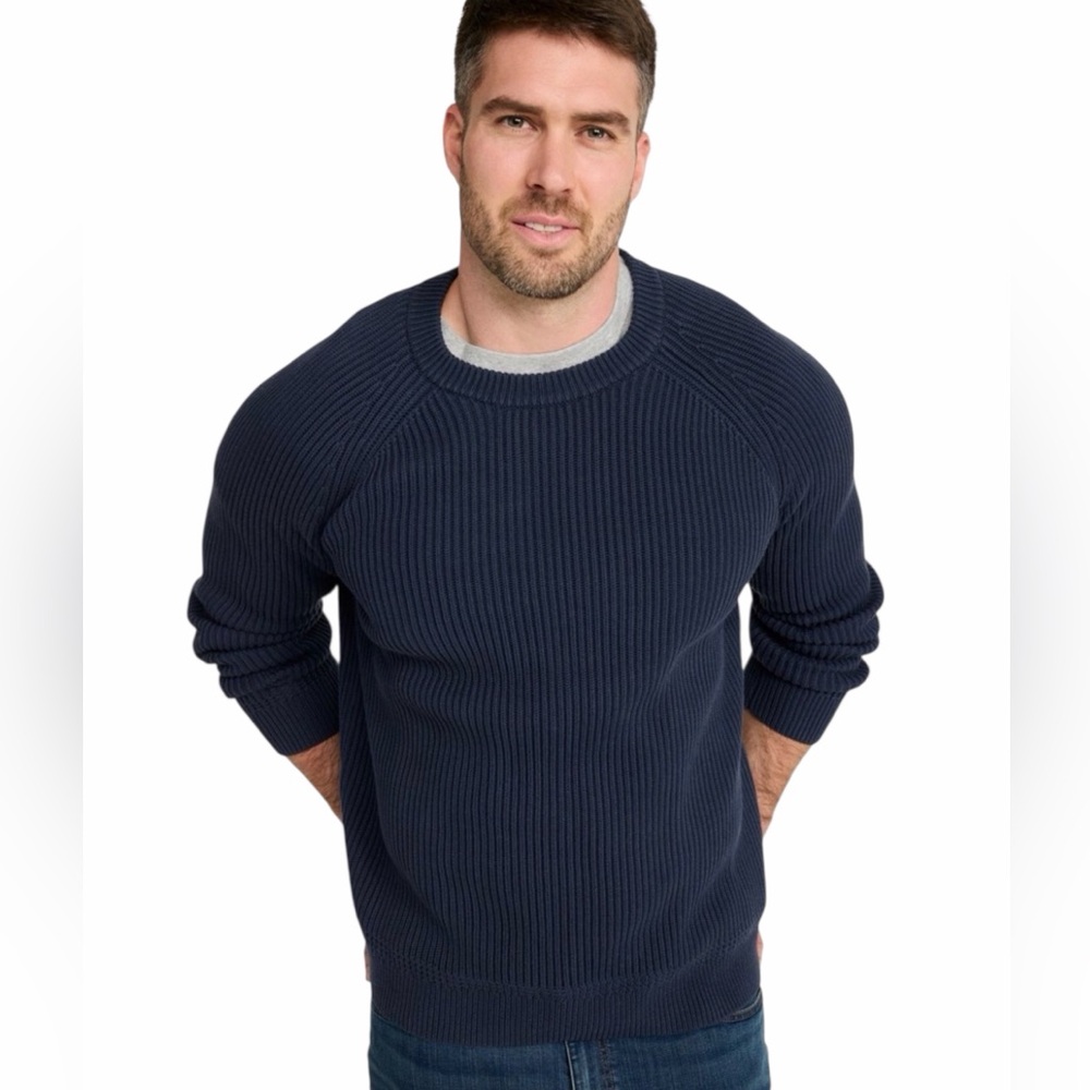 LL Bean Mariner Rib Knit Crew Sweater Men’s XL Carbon Navy Classic Timeless